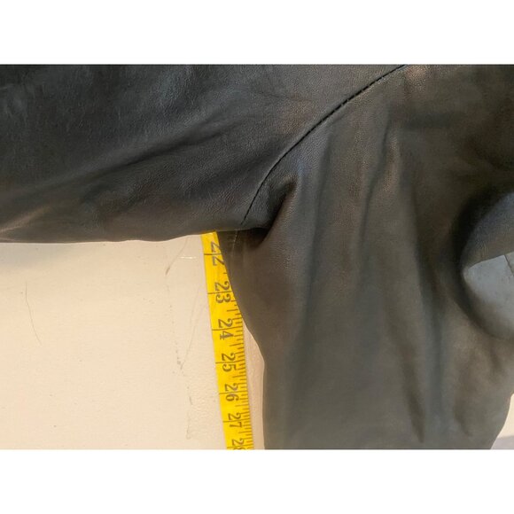 Talbots Womens Black Leather Hooded Coat 32" Long w/ Thinsulate Medium - Picture 10 of 13